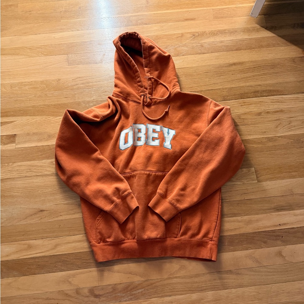 Obey Rust Hoodie with White Logo